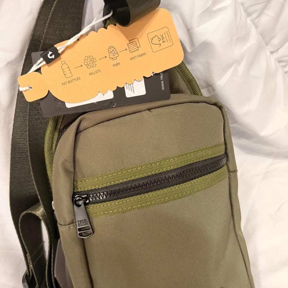 True Religion Sling Crossbody Avery Shoulder‎ Bag| Olive Color | New With Tag